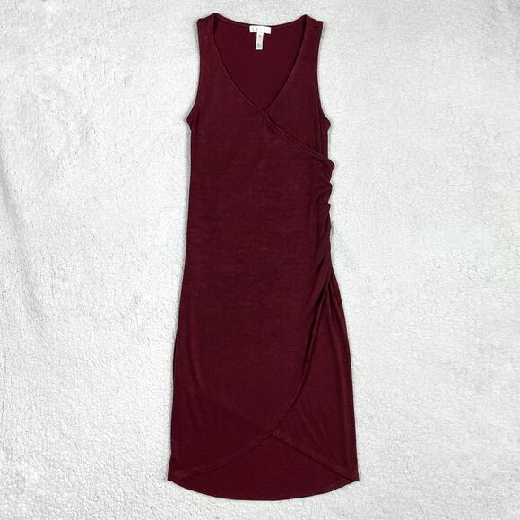 Leith Melange Wrap Ruched Dress Womens Size XS Red Dresses - Picture 4 of 16